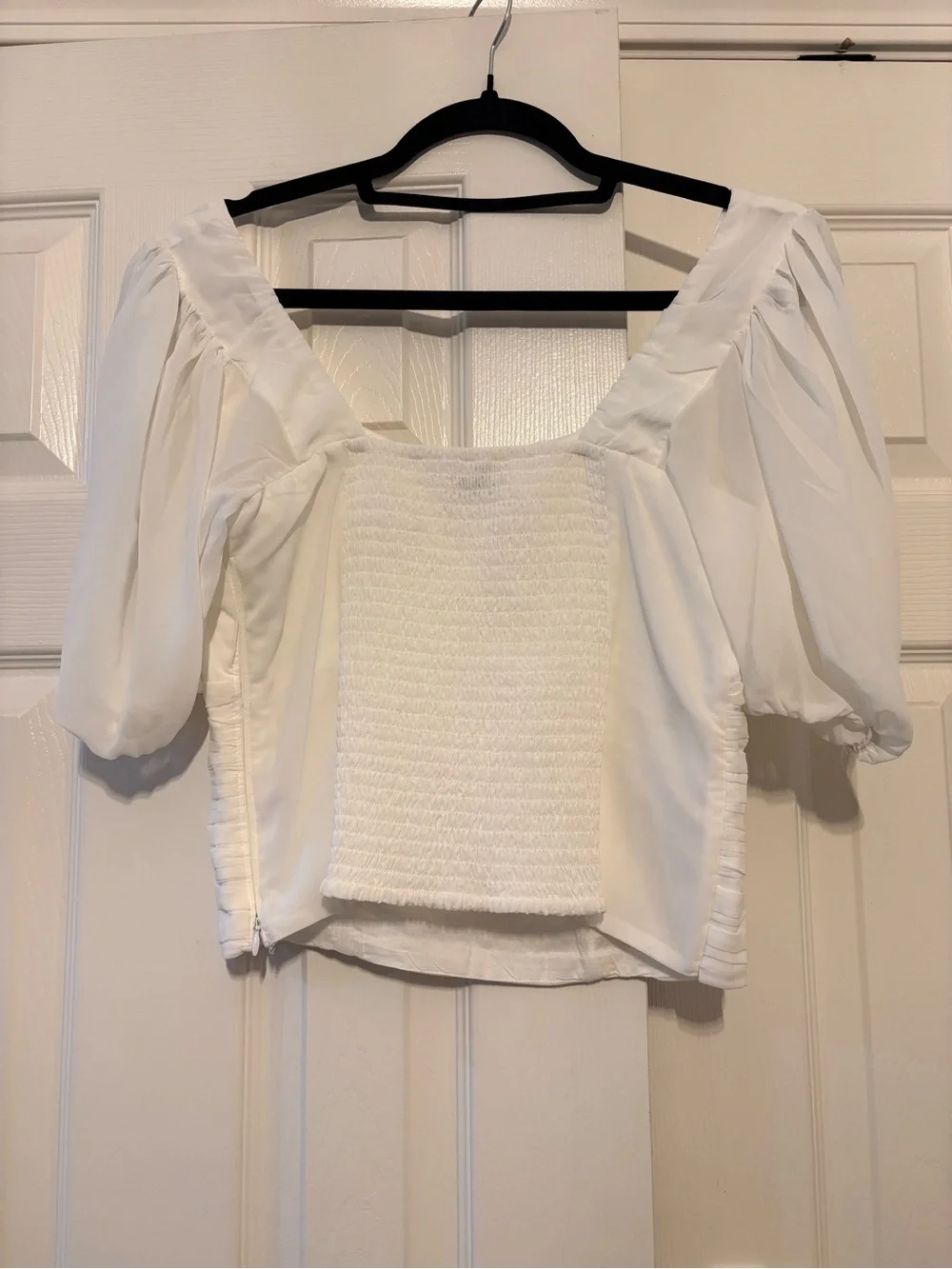 Abercrombie & fitch Women's Ivory Puff Sleeve Top